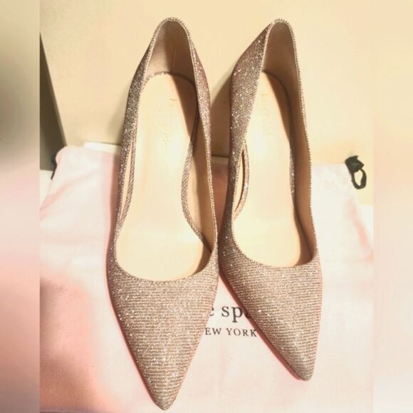 Kate Spade NY "Vivian" Pink Lurex Sparkly Pumps Sz.6.5 Ret $279 w/Dustbag & Box - Picture 6 of 16